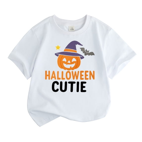 Weebloom Halloween Tee Shirts For Kids Pumpkin Tops Short Sleeve T Shirt Print Casual Tee Comfortable Shirt Leisure Tshirts,White
