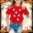 thumbnail image 1 of Weebloom Halloween Tee Shirts For Kids Pumpkin Print Short Sleeve Tees Comfortable Casual Shirt Youth Fashion Basic Tee Loose Outwear Watermelon Red 12-13 Years, 1 of 4