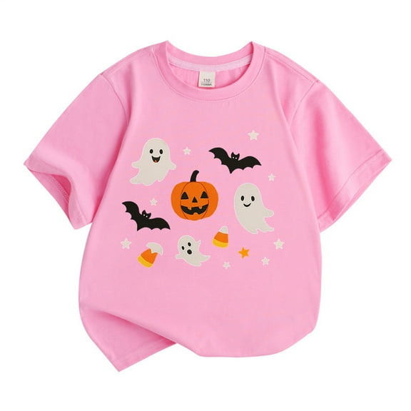 Weebloom Halloween Tee Shirts for Kids Boys Girls Pumpkin Tops Short Sleeve Shirt Trendy Casual Tee Comfortable Base Layer Outwear,4-5 Years
