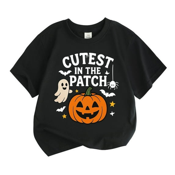 Weebloom Halloween Tee Shirts for Kids Boys Girls Pumpkin Tops Short Sleeve T Shirt Casual Fashion Tee Comfortable Blend Outwear,4-5 Years