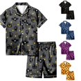 thumbnail image 1 of Weebloom Halloween Girls' Pajama Sets Cute Pumpkin Outfits 2 Piece Set Short Sleeve Button Down Shirt Shorts Casual Elastic Waist Tween Sleepwear Nightwear Pjs Loungewear Grey 10-11 Years, 1 of 5
