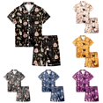 thumbnail image 1 of Weebloom Halloween Toddler Girls Pajamas Outfits 2 Piece Set Short Sleeve Button Down Shirt And Shorts Casual Elastic Waist Sleepwear Nightwear Pjs Loungewear Black 2-3 Years, 1 of 5