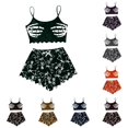 thumbnail image 1 of Weebloom Halloween Womens Summer Pajamas Sets Sleeveless Vest Shorts Set Casual Print Home Wear Sleepwear Nightwear Pjs Loungewear Dark Green L, 1 of 5