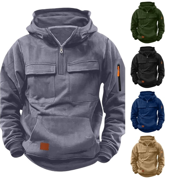 Weebloom Hoodies For Kids Boys Casual Quarter Zip Pullover Tractical Long Sleeve Outdoor Athletic Youth Sweathshirt Sports Hoodie Grey 9-10 Years