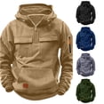 thumbnail image 1 of Weebloom Hoodies For Teen Boys Casual Quarter Zip Pullover Tractical Long Sleeve Outdoor Athletic Youth Sweathshirt Sports Hoodie Khaki 15-16 Years, 1 of 6