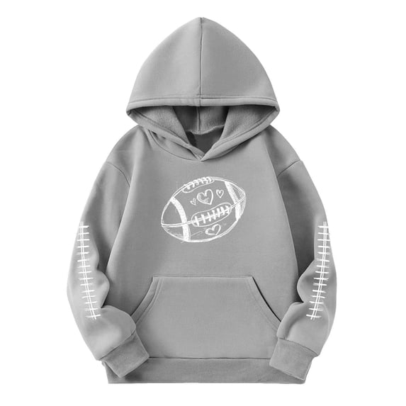 Weebloom Hoodies For Teen Girls Sweatshirts Kids Pullover Football Print Hooded Sweatshirt Boys Soft Casual Outerwear Lovely Tops Hoodie 11-12 Years