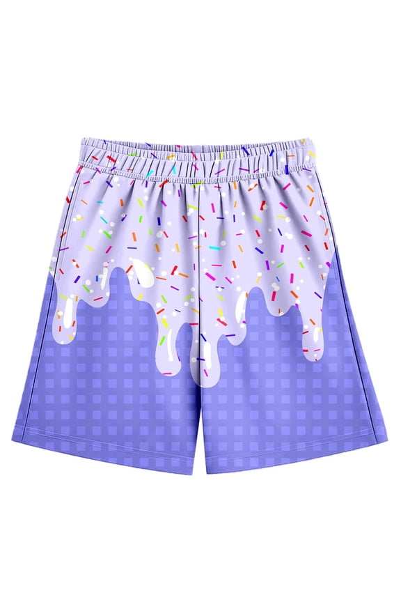 Ice Cream Shorts Boys,Children Casual Ice Cream Printed Shorts Elastic Waistband Pocket 2-14 Years Outwear Kids Boys Baseball Shorts,11-12 Years