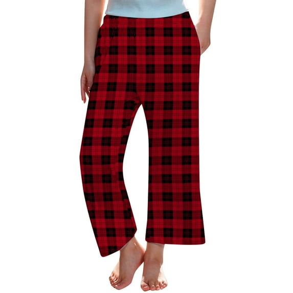 Weebloom Kids Boys Girls Christmas Pajamas Pants Long Pants Soft Plaid Xmas Print Flannel Comfortable Casual Pjs Homewear 3-4 Years