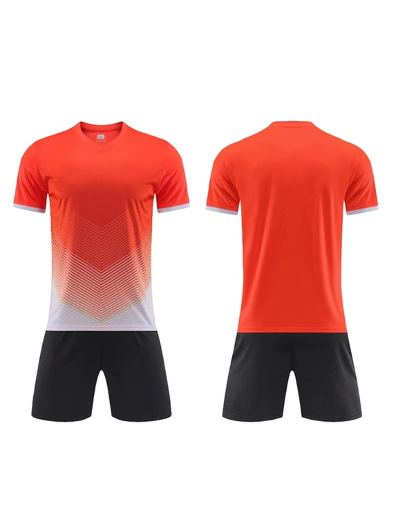 Kids Boys Summer Athletic Outfit Girls Football Quick Drying Basketball Tracksuit Shorts T Shirt Sportsuit Boy Running Sports Clothes Set Size 13-14 Years Orange