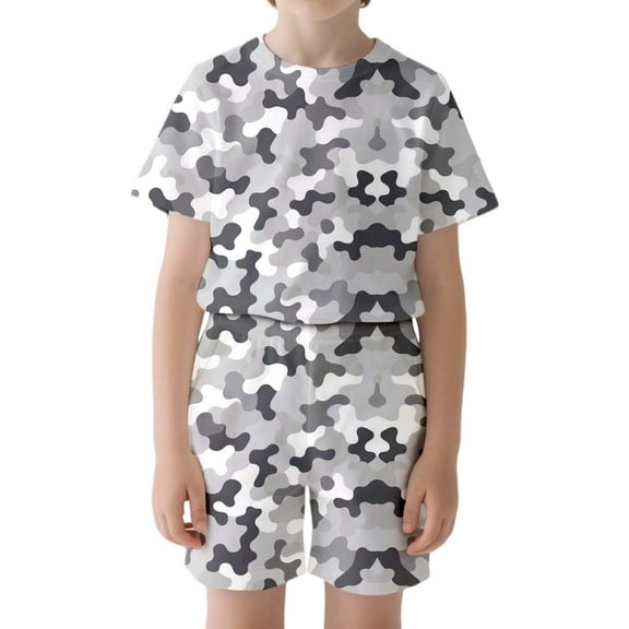 Weebloom Kids Boys Summer Clothes Set Outdoor Training Camps Primary Secondary School Training Performance Fitness for Holiday Beach Toddler to Teen Outfit Set 3-13 Years