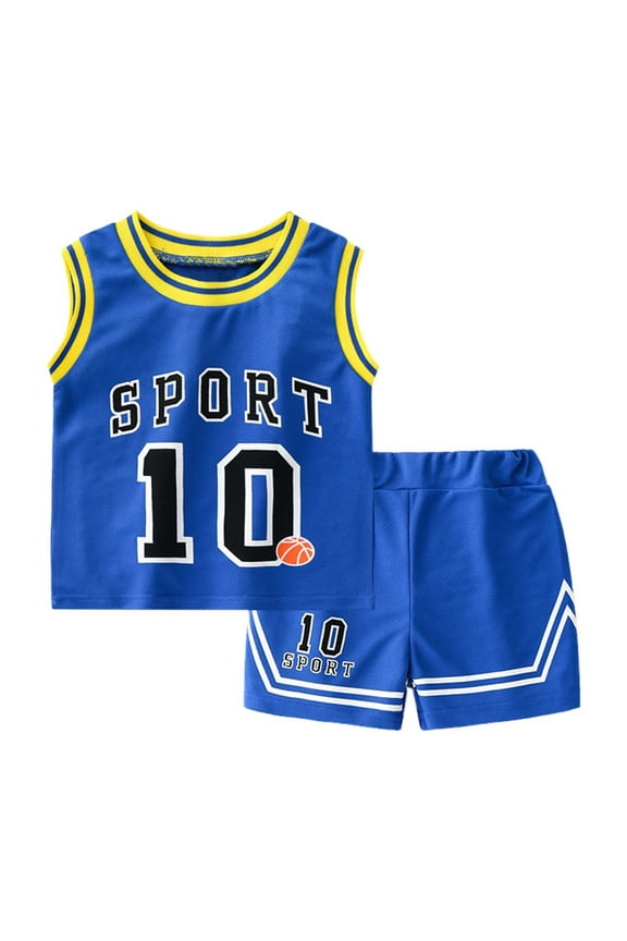 Kids Boys Summer Outfits Set Active Play Comfortable Loose Fit T Shirt Shorts Combo Sports Casual Wear for Holiday Beach Toddler Boy Clothes Sets 3-10 Years