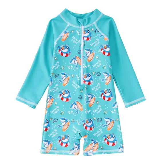 Weebloom Kids Boys Swimsuit Long Sleeve Rash Guard Print Swimming Sun Summer Outfit Bathing Suit For Beach Pool Boy Swimwear Red 3-6 Months