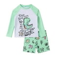 thumbnail image 1 of Weebloom Kids Boys Swimsuits Two Piece With Dinosaur Pant Letter Print Long Sleeve Quick Dry V Proection Surf Rash Guard Swim Trunks For Pool Beachwear Bathing Suits Boys' Swimwear 3-8 Years, 1 of 9