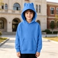 thumbnail image 1 of Weebloom Kids Cat Ear Hoodie With Pocket Fleece Pullover Fall Winter Tops Boys Girls Hooded Sweatshirts Sky Blue, 1 of 4