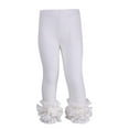 thumbnail image 1 of Weebloom Kids Girls Sweatpants Leggings Ribbed Lace Trim Footless Ruffle Tight Stocking Bottom Trendy Streetwear,6-7 Years, 1 of 3