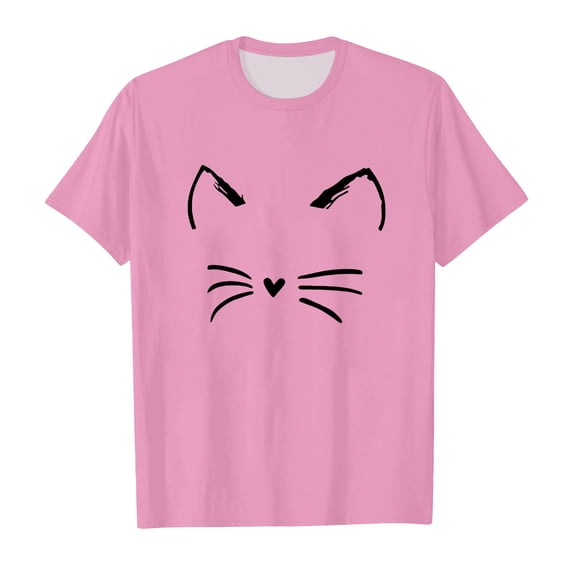 Weebloom Kids Girls T Shirt Boys Cat Prints Short Sleeve Cat Prints Tops Clothes Tees For Toddler Youth Teen Shirts 3-12 Years