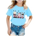 thumbnail image 1 of Weebloom Kids Girls T Shirt Kid Cute Cat Fashion Printed Round Neck Short Sleeve Tee Summer Comfortable Casual Loose Tops For Toddler Youth Shirts 2-14 Years, 1 of 5