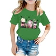 thumbnail image 1 of Weebloom Kids Girls T Shirts Kid Cute Cat Fashion Printed Round Neck Short Sleeve Tee Summer Comfortable Casual Loose Tops For Toddler Youth T Shirt 2-14 Years, 1 of 5