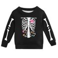 thumbnail image 1 of Weebloom Kids Halloween Crewneck Sweatshirt Skeleton Pullover Autumn Winter Tops Boy Girl Party Sweatshirt Black, 1 of 4