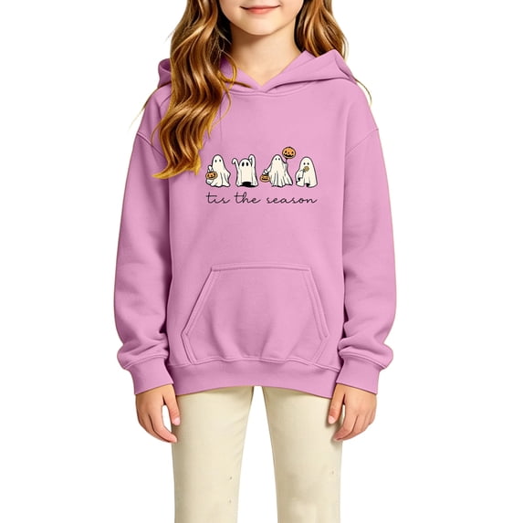Weebloom Kids Halloween Hoodies For Boys Girls Cute Graphic Fleece Toddler Hoodie Pullover Tops With Pocket,Size 4-14 Y