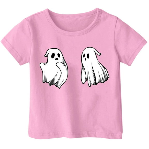 Weebloom Kids Halloween Shirts Boys Girls Hallowmas Cute Printed T Shirt Short Sleeved Tops For 1-13 Years Old Tees 12-13 Years Pink