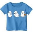 thumbnail image 1 of Weebloom Kids Halloween Shirts Boys Girls Hallowmas Cute Printed T Shirt Short Sleeved Tops For 1-13 Years Tees 4-5 Years Blue, 1 of 3