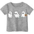 thumbnail image 1 of Weebloom Kids Halloween Shirts Boys Girls Hallowmas Cute Printed T Shirt Short Sleeved Tops For 1-13 Years Old Tees 6-7 Years Grey, 1 of 3