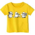 thumbnail image 1 of Weebloom Kids Halloween Shirts Boys Girls Printed T Shirt Short Sleeved Tops For 1-13 Years Old Lovely Shirt,Yellow, 1 of 3