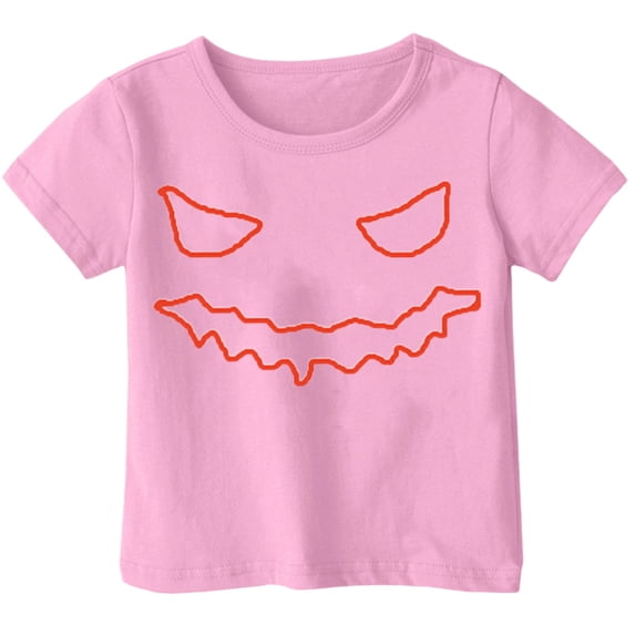 Weebloom Kids Halloween Shirts Boys Girls Printed T Shirt Short Sleeved Tops For 1-13 Years Old Soft Shirt,Pink