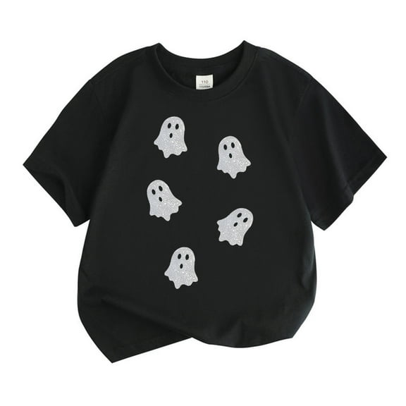 Weebloom Kids Halloween Shirts Boys Girls Pumpkin Graphic Short Sleeve Tee Shirt Casual Fashion Base Layer Comfortable Loose Outwear Black 8-9 Years