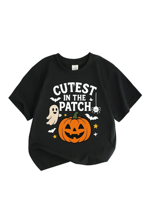 Kids Halloween Shirts Boys Girls Pumpkin Tops Short Sleeve T Shirt Casual Fashion Tee Comfortable Blend Outwear,6-7 Years