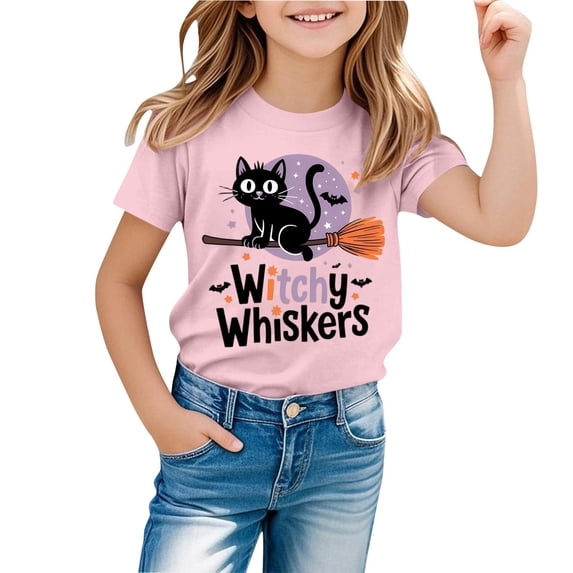 Weebloom Kids Halloween Shirts For Boy Girl Cute Graphic Funny Short Sleeve Spooky Season Tees Toddler Clothes,Size 1-13 Y