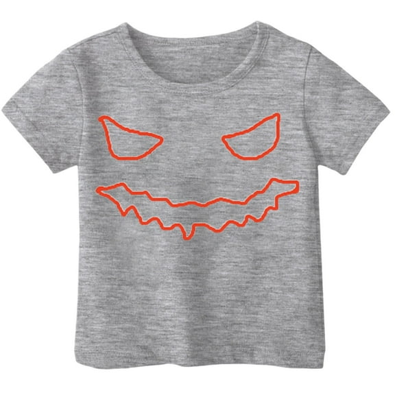 Weebloom Kids Halloween T Shirts Printed T Shirt Short Sleeved Tops For 1-13 Years Old Funny Shirt,Grey