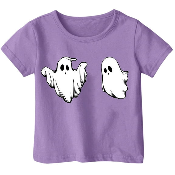 Weebloom Kids Halloween T Shirts Printed T Shirt Short Sleeved Tops For 1-13 Years Old Funny Shirt,Purple