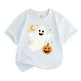 thumbnail image 1 of Weebloom Kids Halloween T Shirts Pumpkin Short Sleeve Tee Shirt Casual Fashion Base Layer Comfortable Leisure Dailywear White 5-6 Years, 1 of 4