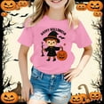 thumbnail image 1 of Weebloom Kids Halloween T Shirts Pumpkin Short Sleeve Tee Shirt Casual Fashion Base Layer Stylish Dailywear Pink 5-6 Years, 1 of 4
