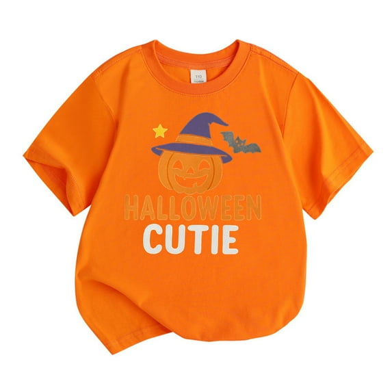 Weebloom Kids Halloween T Shirts Pumpkin Tops Short Sleeve T Shirt Print Casual Tee Comfortable Shirt Funny Tshirts,Orange