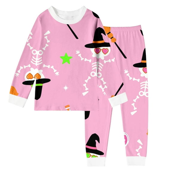 Weebloom Kids Pajamas Girls Boys Halloween Long Sleeve With Diy Print Comfortable 2-10 Years Pajama Loungewear Pjs Sleepwear Pink 2-3 Years