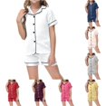 thumbnail image 1 of Weebloom Kids Pajamas Toddler Girls Boys Short Short Sleeve Button Down Tops And Shorts Casual Outfits Sleepwear Nightwear Pjs Loungewear White 2-3 Years, 1 of 6