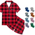 thumbnail image 1 of Weebloom Kids Pajamas Toddler Girls Kids Boys Pattern Printed Short Sleeve Button Down Pajamas Shorts Set Outfits Sleepwear Nightwear Pjs Loungewear Red 2-3 Years, 1 of 4