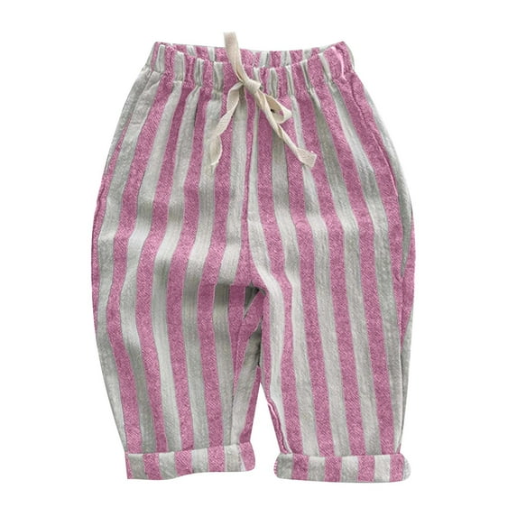 Weebloom Kids Toddler Boys Sweatpants Girl Minimalist Striped Elastic Waist Trousers Trendy Sportswear,3-4 Years
