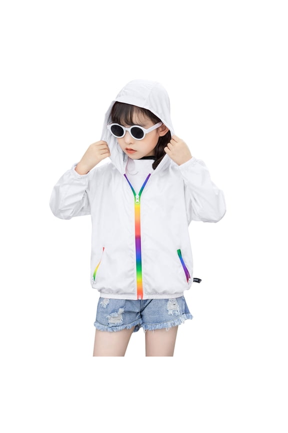 Kids Toddler Zip Up Hoodie Boys Girls Sun Protection Jacket Sun Sunscreen Hoodie Jacket Lightweight Summer Breathable Outwear With Pockets Cooling Shirt 2-3 Years