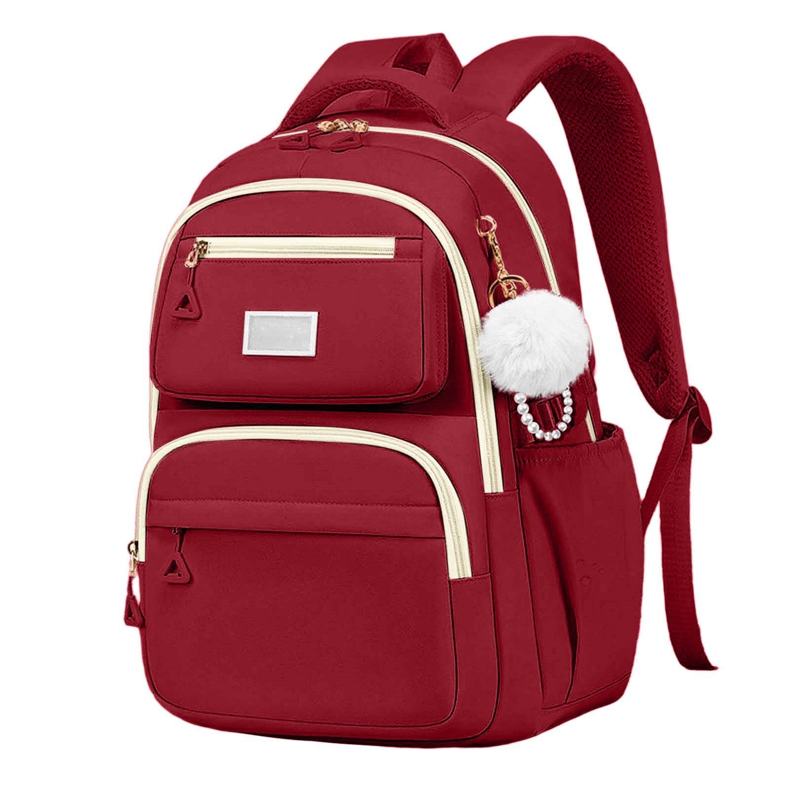 Mochila escolar grande para niños y niñas, impermeable, estampado de animalitos lindo, liviana, primaria y secundaria, roja