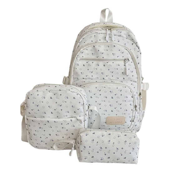 Weebloom Large School Backpack For Kids Girls Cute 3Pcs School Bags Set Cute Pattern Lightweight Daypack Bookbag Middle High School College Beige
