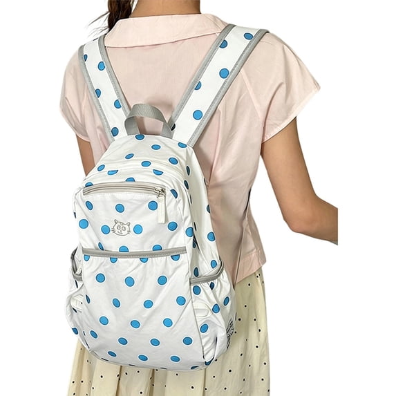 Weebloom Large School Backpack For Kids Girls Cute Polka Dot School Bag Travel Bookbag Middle High School College Sky Blue