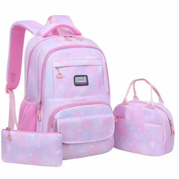 Weebloom Large School Backpack With Lunch Box Pencil Case For Kids Boys Girls Cute 3Pcs School Bags Set Waterproof 3 Piece Large Capacity Ergonomic Daypack Bookbag Elementary Middle School Pink