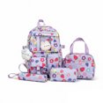 thumbnail image 1 of Weebloom Large School Backpack With Lunch Box Pencil Case For Kids Girls Cute 4Pcs Floral School Bags Set Cartoon Lightweight Travel Daypack Cute Bookbag Middle High School College Purple, 1 of 6