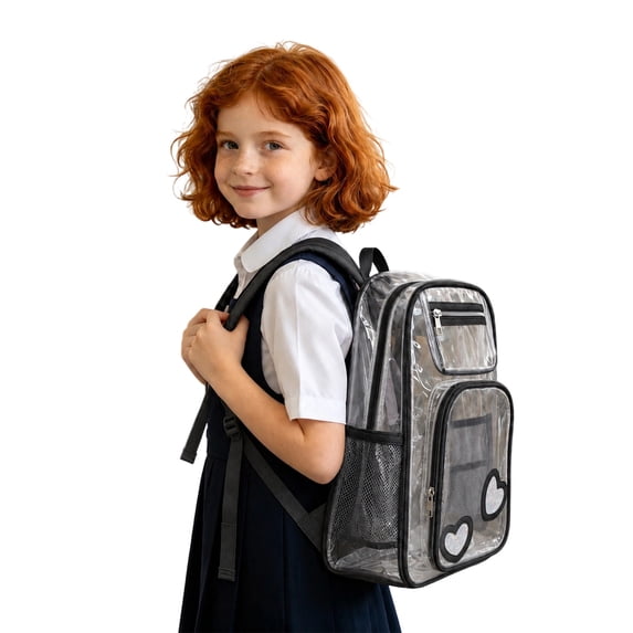 Weebloom Large School Clear Backpack For Kids Boys Girls Waterproof Transparent Backpack Front Pocket Daypack For Travel Bookbag Middle High School College Black