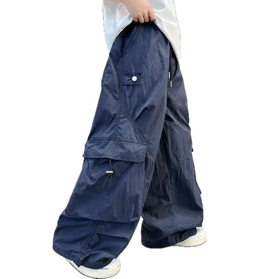 Weebloom Little Boys' Cargo Pants Kids Lightweight Pants Slim Fit Cargo Style Trousers Outdoor Utility Pants Navy 7-8 Years