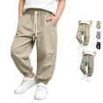 thumbnail image 1 of Weebloom Little Boys' Summer Pants Wide Leg Lightweight Toddlers Kids Breathable Outdoor Sports Trousers For Warm Weather Khaki 6-7 Years, 1 of 4